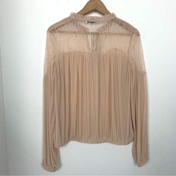 Zara Balloon Sleeve Blouse Lace Yoke - Picture 8 of 11